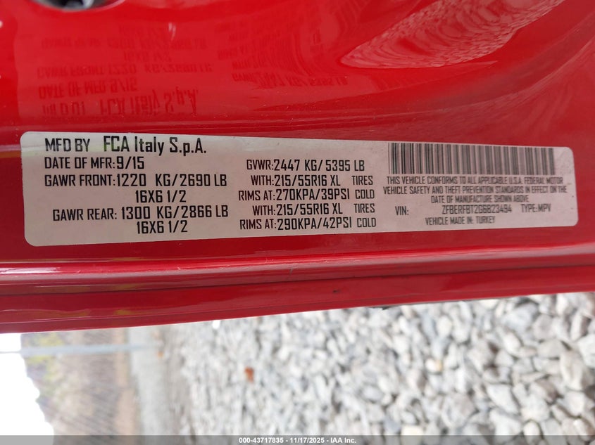 2016 Ram Promaster City Tradesman Slt VIN: ZFBERFBT2G6B23494 Lot: 43717835