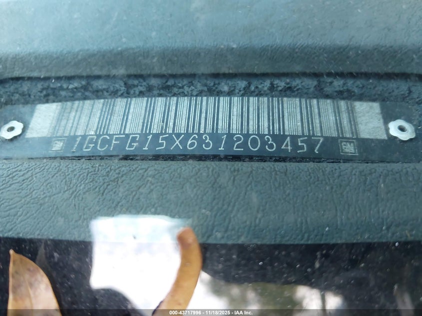 2003 Chevrolet Express VIN: 1GCFG15X631203457 Lot: 43717996