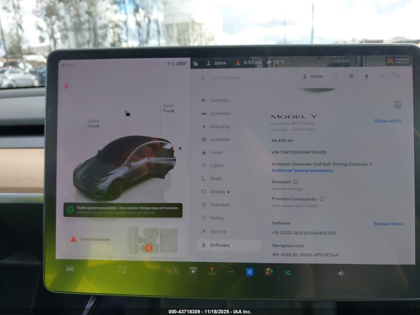 2022 Tesla Model Y Long Range Dual Motor All-Wheel Drive VIN: 7SAYGDEE4NF354335 Lot: 43718309