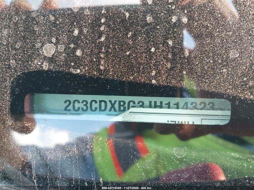 2018 Dodge Charger Sxt Rwd VIN: 2C3CDXBG3JH114323 Lot: 43718349