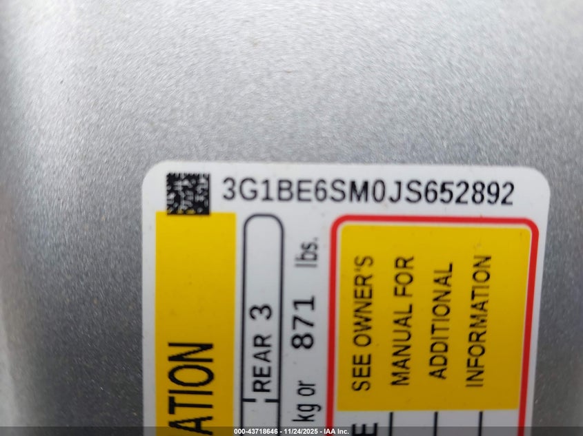 3G1BE6SM0JS652892 2018 CHEVROLET CRUZE photo no. 9