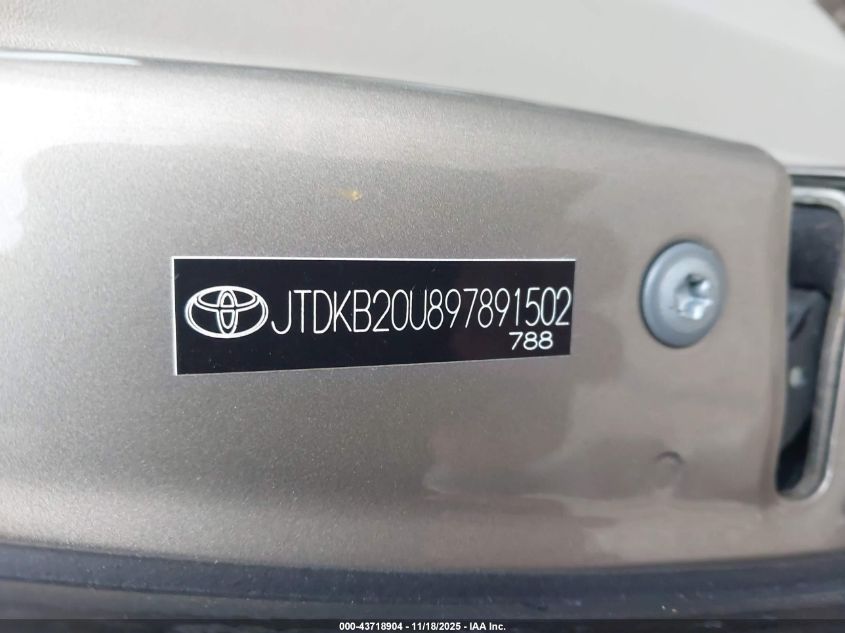 2009 Toyota Prius VIN: JTDKB20U897891502 Lot: 43718904