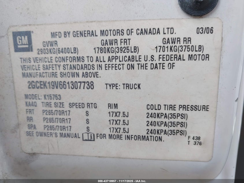 2GCEK19V661307738 2006 CHEVROLET SILVERADO photo no. 9