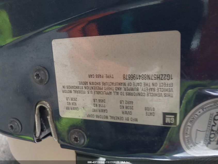 2008 Pontiac G6 Gt VIN: 1G2ZH57N884196678 Lot: 43719104