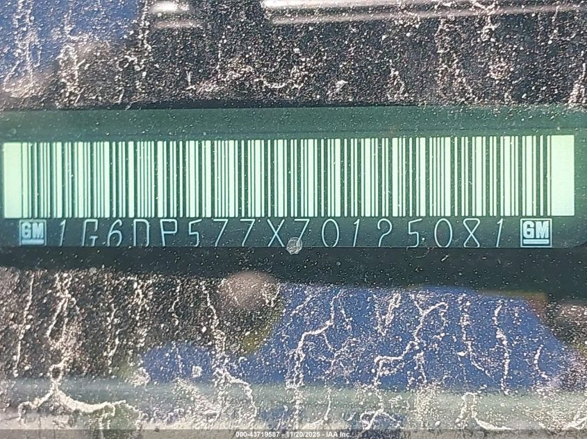 2007 Cadillac Cts Standard VIN: 1G6DP577X70125081 Lot: 43719587