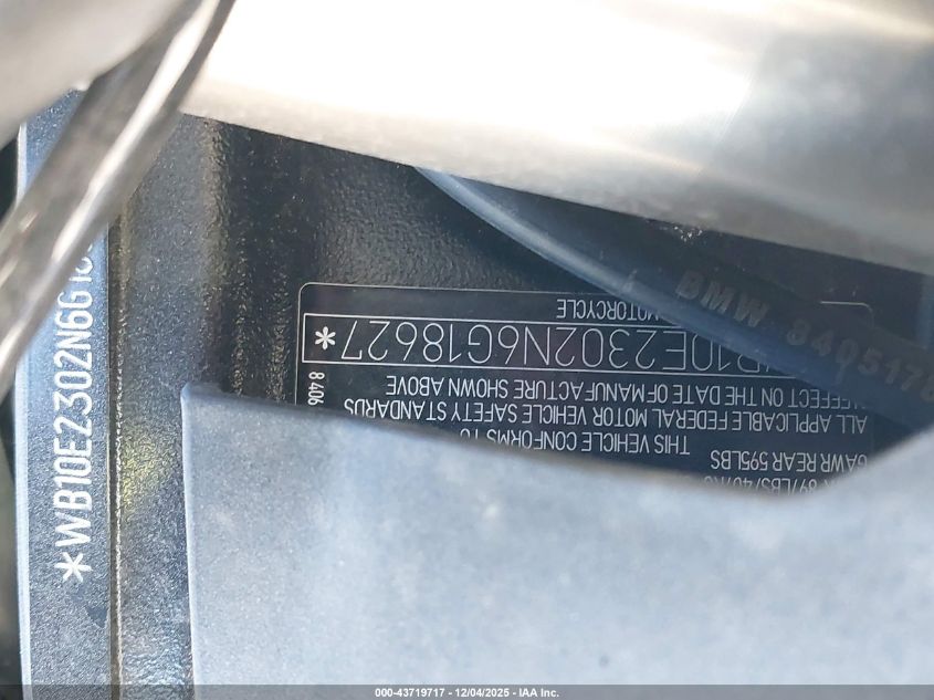 2022 BMW S 1000 Rr VIN: WB10E2302N6G18627 Lot: 43719717