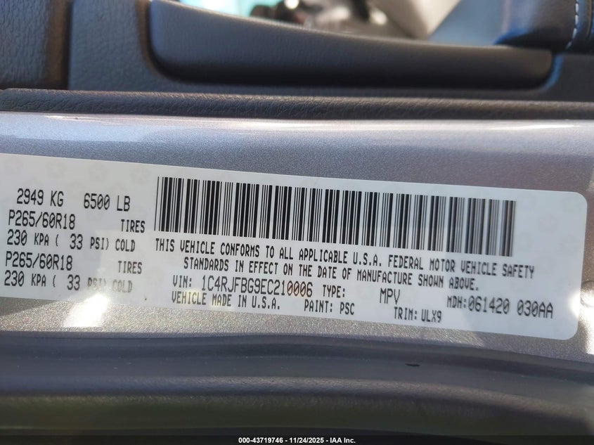 1C4RJFBG9EC210006 2014 JEEP GRAND CHEROKEE photo no. 9