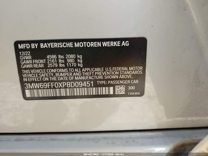 3MW69FF0XP8D09451 2023 BMW 3ER photo no. 9