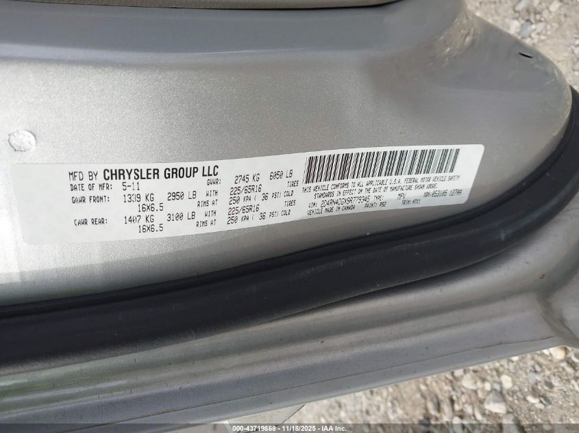 2011 Dodge Grand Caravan Express VIN: 2D4RN4DGXBR779345 Lot: 43719868