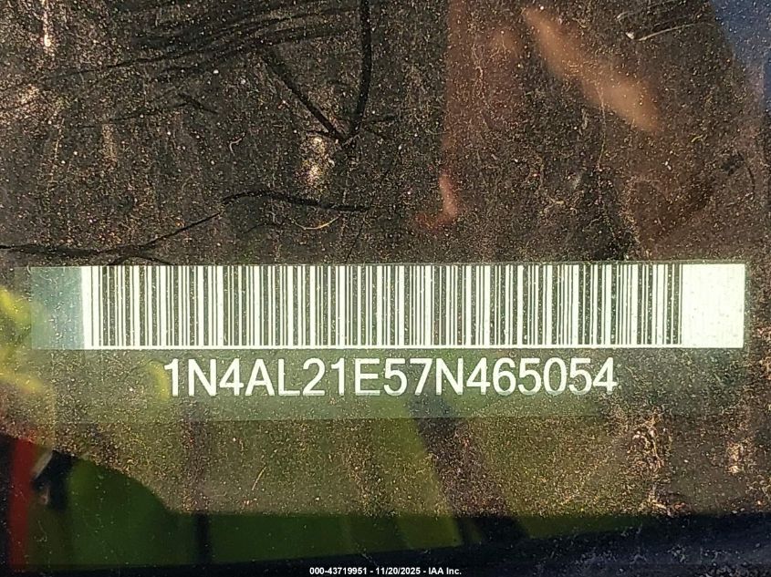 2007 Nissan Altima 2.5 S VIN: 1N4AL21E57N465054 Lot: 43719951