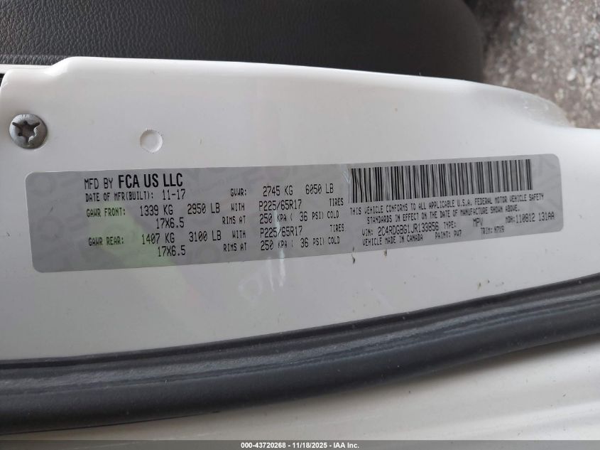 2018 Dodge Grand Caravan Se Plus VIN: 2C4RDGBG1JR133856 Lot: 43720268