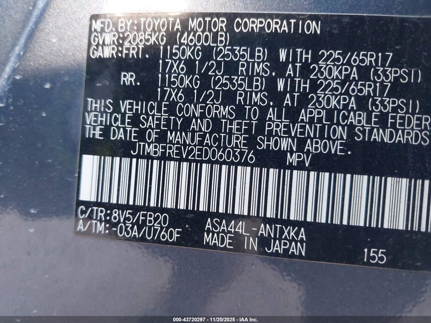 JTMBFREV2ED060376 2014 TOYOTA RAV 4 photo no. 9