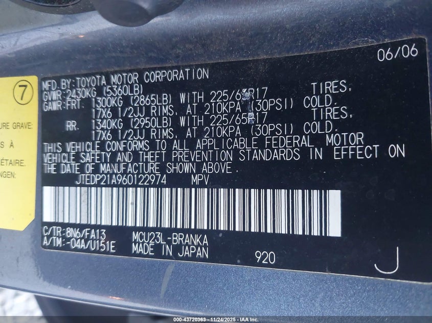 JTEDP21A960122974 2006 TOYOTA HIGHLANDER photo no. 9