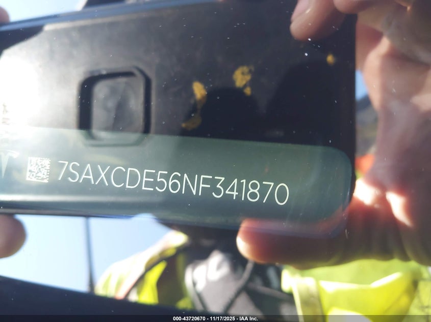 2022 Tesla Model X Dual Motor All-Wheel Drive/Plaid Tri Motor All-Wheel Drive VIN: 7SAXCDE56NF341870 Lot: 43720670