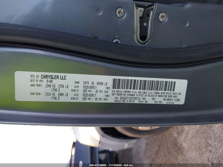 2009 Dodge Journey Sxt VIN: 3D4GG57V39T535710 Lot: 43720688