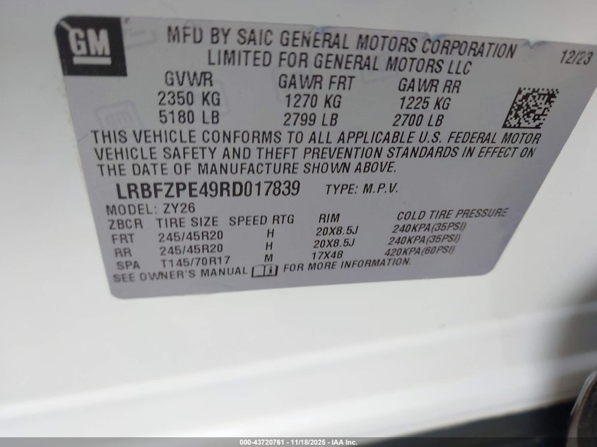 2024 Buick Envision Sport Touring Awd VIN: LRBFZPE49RD017839 Lot: 43720761