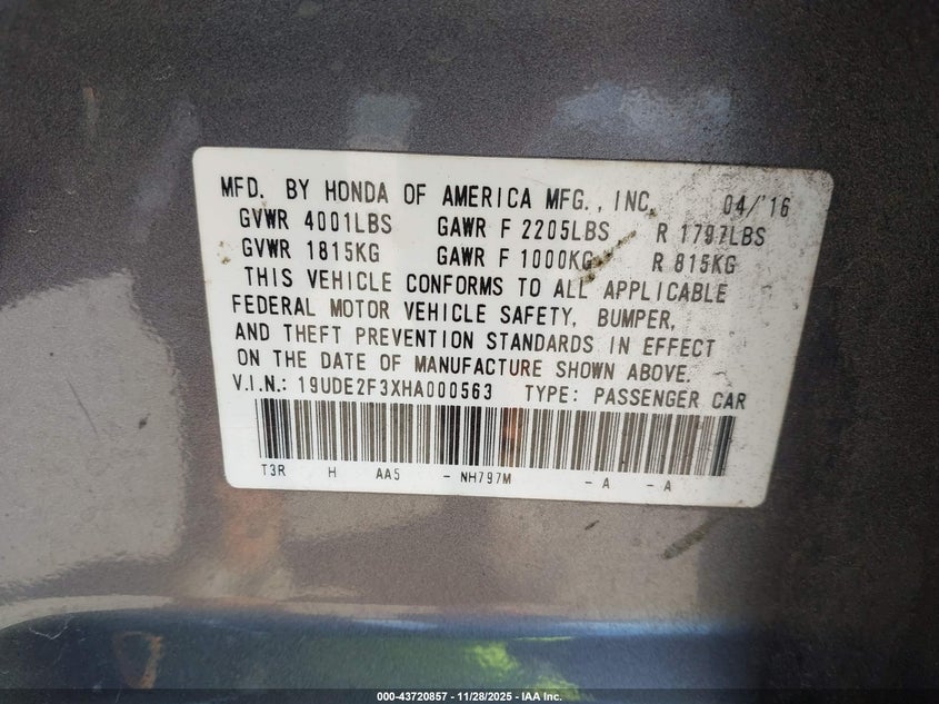 2017 Acura Ilx Acurawatch Plus Package VIN: 19UDE2F3XHA000563 Lot: 43720857