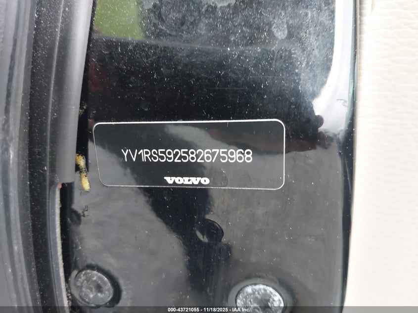 2008 Volvo S60 2.5T VIN: YV1RS592582675968 Lot: 43721055