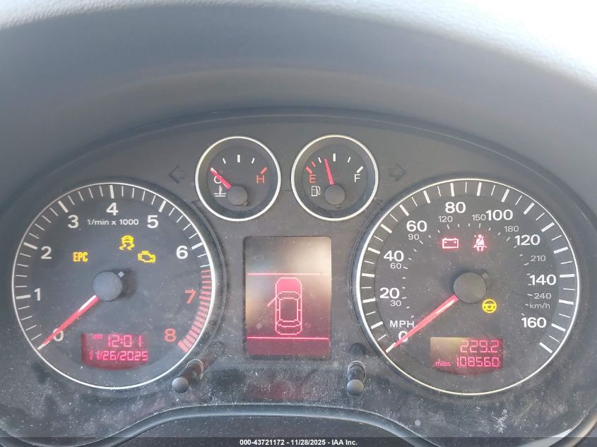 2008 Audi A3 2.0T VIN: WAUNF98P98A169477 Lot: 43721172