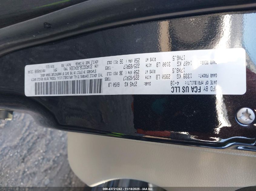 2018 Dodge Grand Caravan Sxt VIN: 2C4RDGCG6JR241324 Lot: 43721242