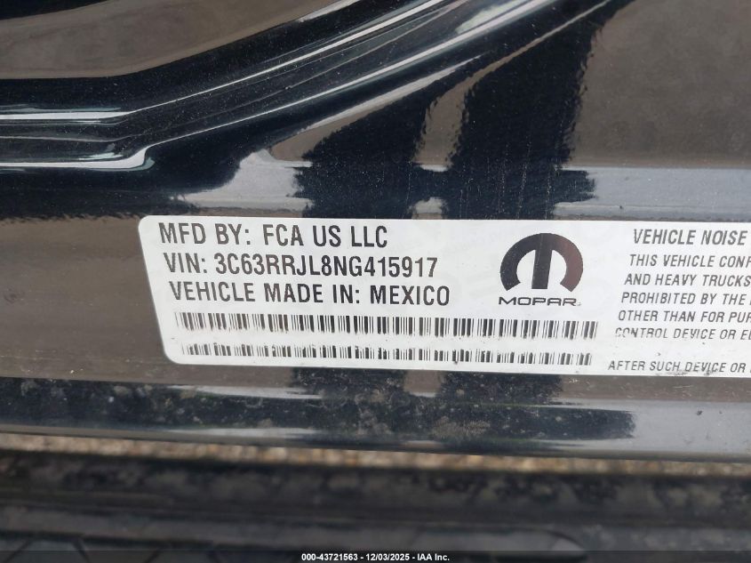 2022 Ram 3500 Laramie 4X4 8' Box VIN: 3C63RRJL8NG415917 Lot: 43721563