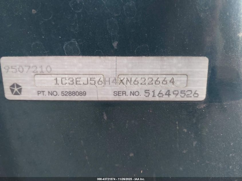 1999 Chrysler Cirrus Lxi VIN: 1C3EJ56H4XN622664 Lot: 43721574