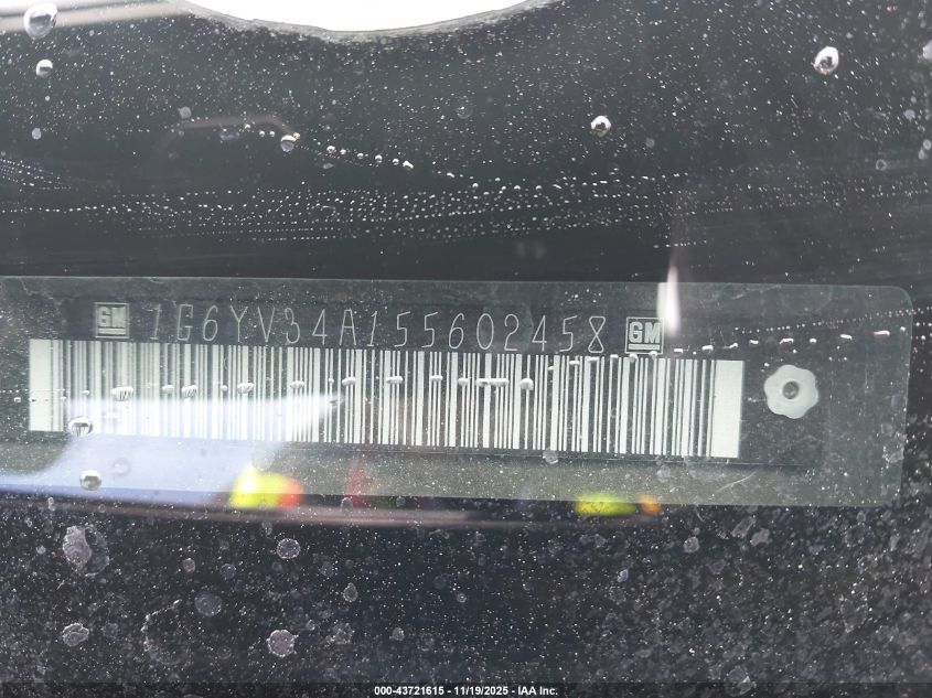 2005 Cadillac Xlr Standard VIN: 1G6YV34A155602458 Lot: 43721615