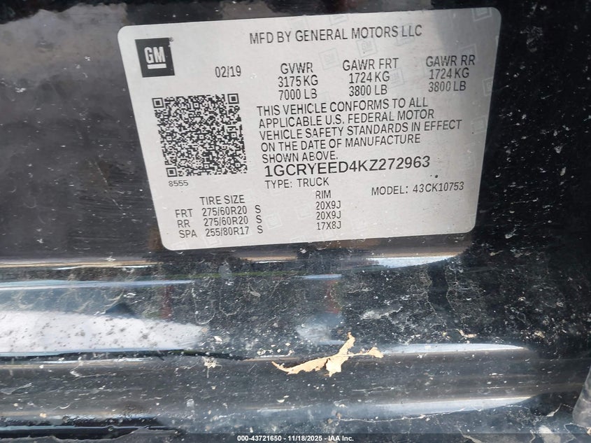 1GCRYEED4KZ272963 2019 CHEVROLET SILVERADO photo no. 9