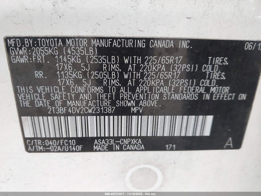 2T3BF4DV2CW231387 2012 TOYOTA RAV 4 photo no. 9