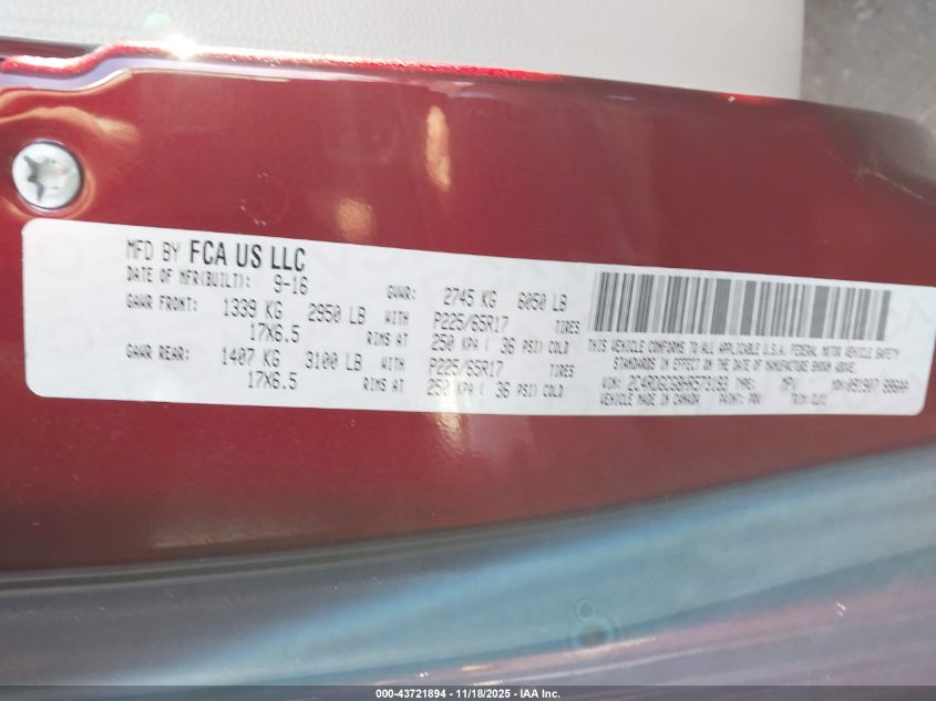 2017 Dodge Grand Caravan Sxt VIN: 2C4RDGCG8HR573193 Lot: 43721894