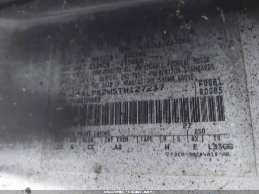 1996 Ford Thunderbird Lx VIN: 1FALP62W5TH127237 Lot: 43721900