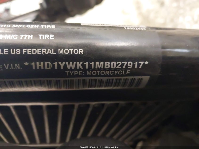 2021 Harley-Davidson Fxlrs VIN: 1HD1YWK11MB027917 Lot: 43722008