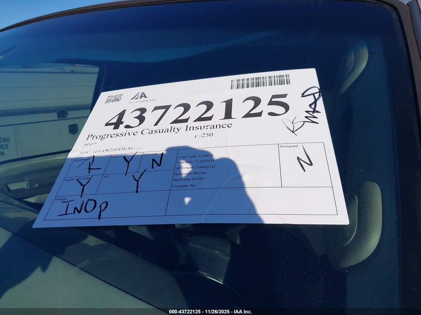 2003 Ford F-250 Lariat/Xl/Xlt VIN: 1FTNW21F43EA97505 Lot: 43722125