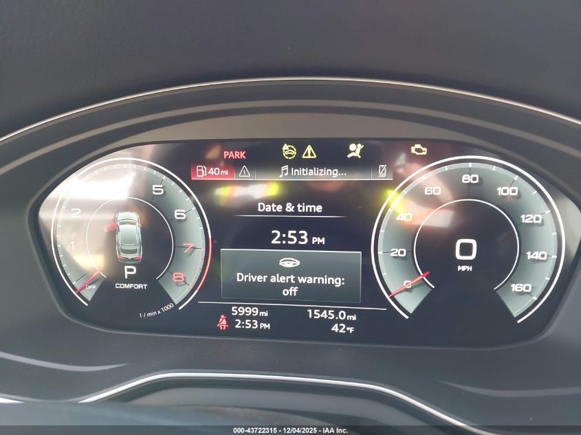 2025 Audi A5 Sportback Premium 45 Tfsi S Line Quattro S Tronic VIN: WAUDACF59SA011866 Lot: 43722315