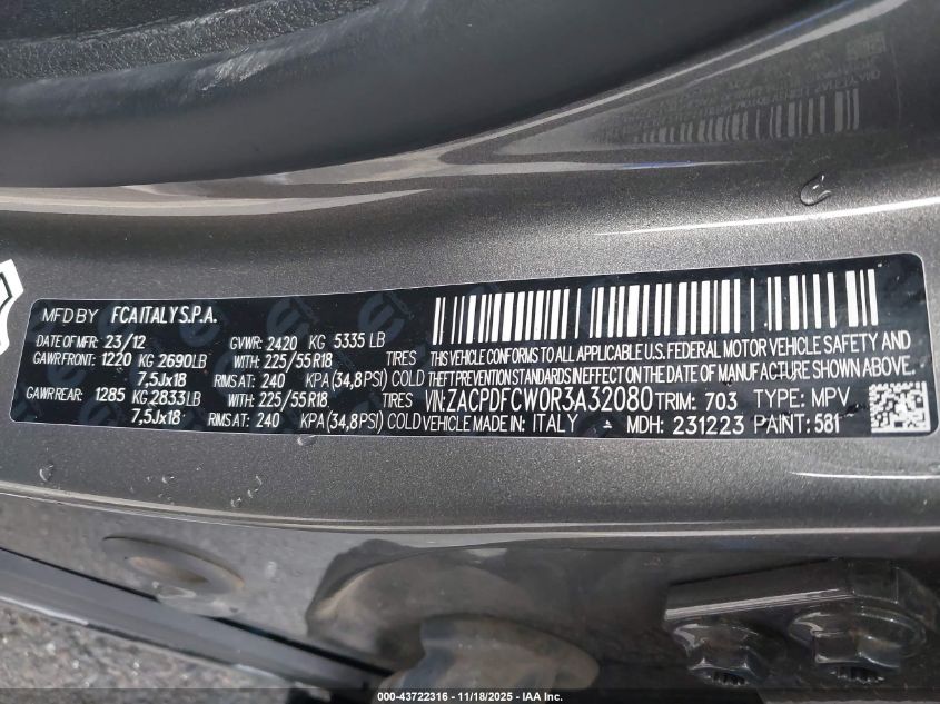 2024 Dodge Hornet R/T Eawd VIN: ZACPDFCW0R3A32080 Lot: 43722316