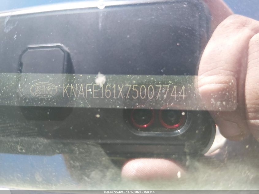 2007 Kia Spectra5 Sx VIN: KNAFE161X75007744 Lot: 43722425