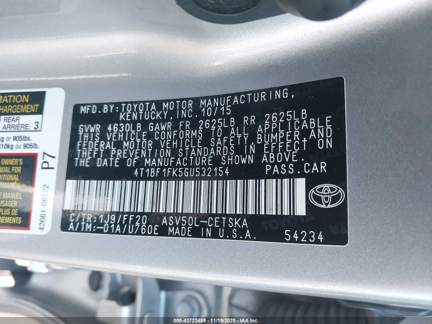4T1BF1FK5GU532154 2016 TOYOTA CAMRY photo no. 9