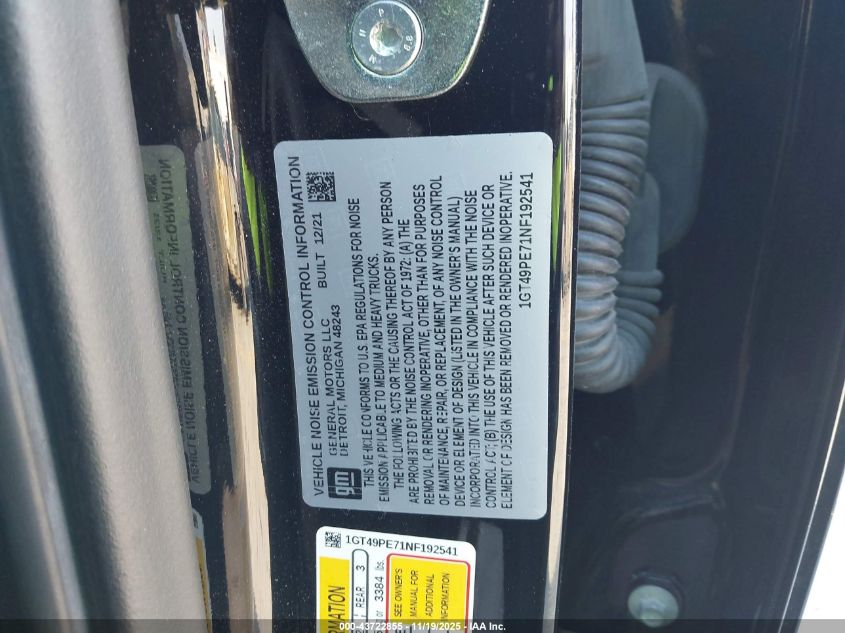 2022 GMC Sierra 2500Hd 4Wd Standard Bed At4 VIN: 1GT49PE71NF192541 Lot: 43722855