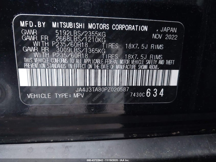 JA4J3TA80PZ020587 2023 MITSUBISHI OUTLANDER photo no. 9