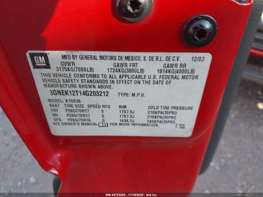 2005 Chevrolet Avalanche 1500 Ls/Lt VIN: 3GNEK12T15G203212 Lot: 43723250