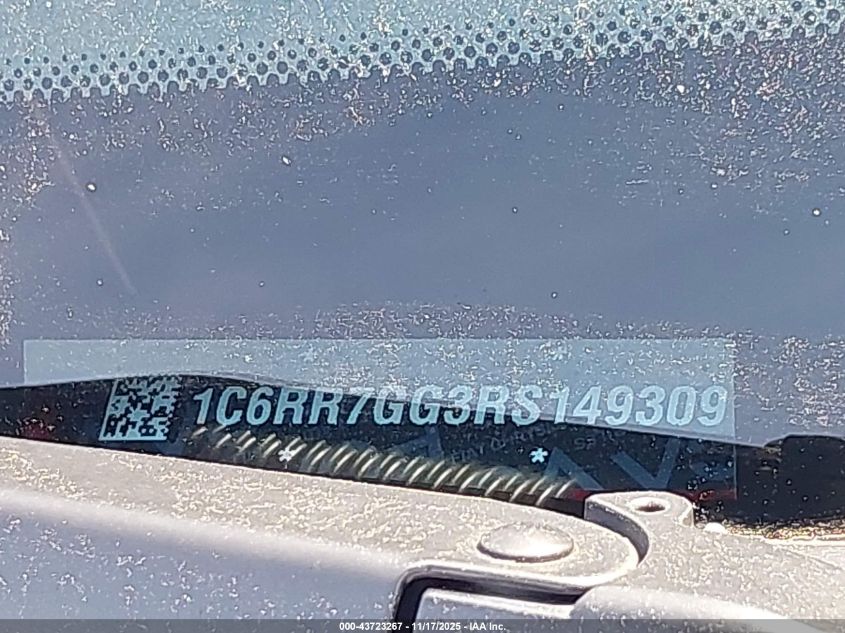 2024 Ram 1500 Classic Slt 4X4 6'4 Box VIN: 1C6RR7GG3RS149309 Lot: 43723267