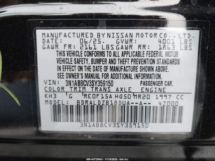 3N1AB8CV3SY359150 2025 NISSAN SENTRA photo no. 9