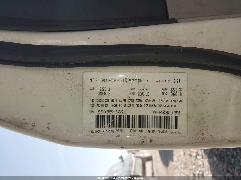 2005 Chrysler 300 VIN: 2C3AA43R25H134227 Lot: 43723754