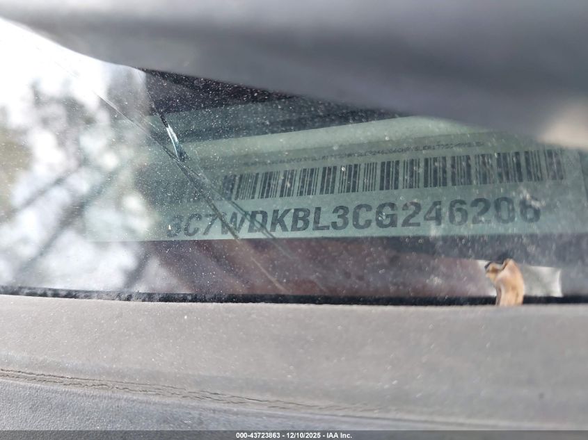 2012 Ram 4500 Chassis St/Slt VIN: 3C7WDKBL3CG246206 Lot: 43723863