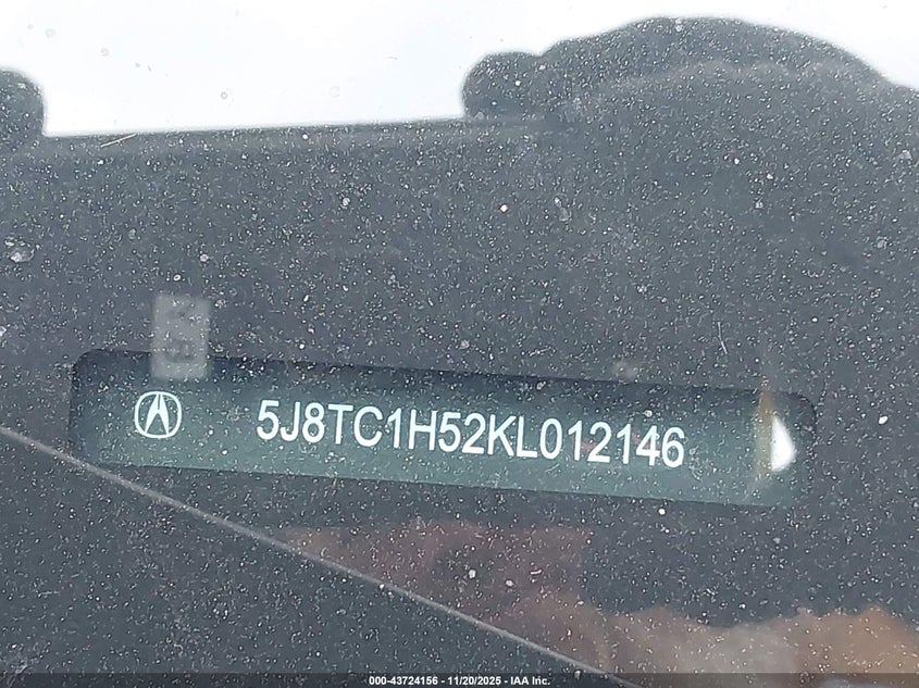 2019 Acura Rdx Technology Package VIN: 5J8TC1H52KL012146 Lot: 43724156