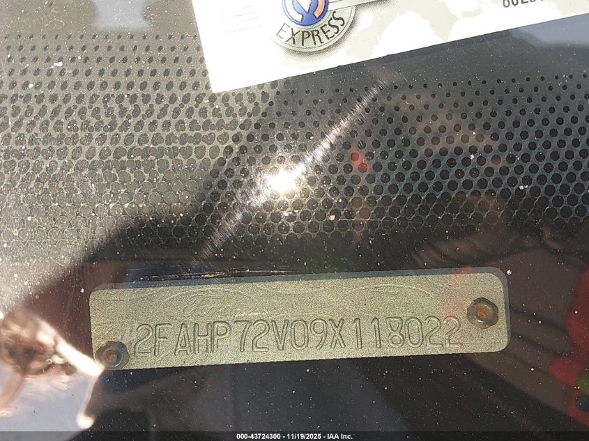 2009 Ford Crown Victoria Commercial Regular Wheelbase VIN: 2FAHP72V09X118022 Lot: 43724300