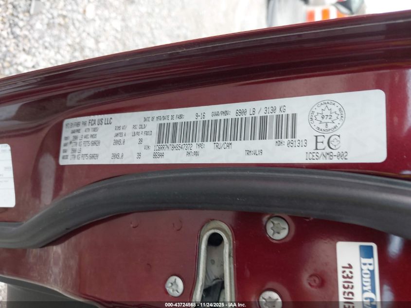 2017 Ram 1500 Laramie VIN: 1C6RR7NT8HS547372 Lot: 43724568