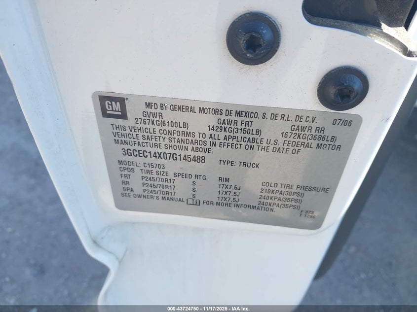 3GCEC14X07G145488 2007 CHEVROLET SILVERADO photo no. 9