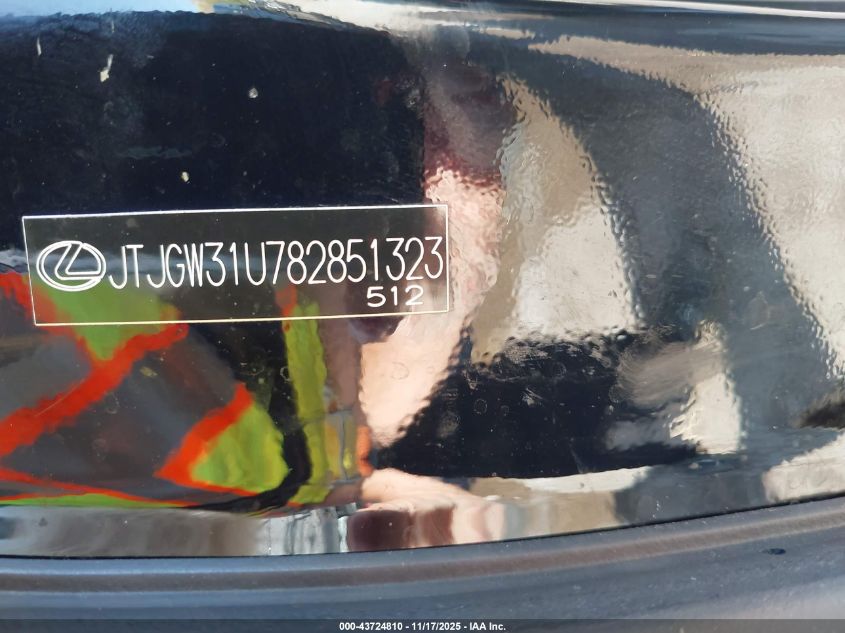 2008 Lexus Rx 400H VIN: JTJGW31U782851323 Lot: 43724810