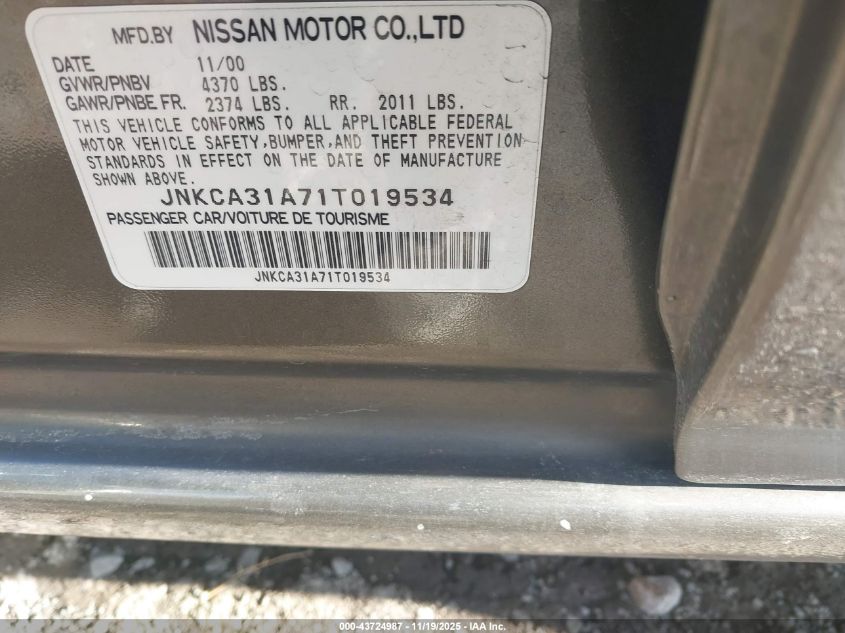 2001 Infiniti I30 Luxury VIN: JNKCA31A71T019534 Lot: 43724987